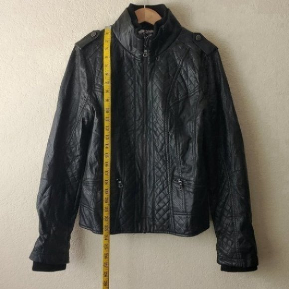 Guess Faux Leather Jacket Black L - Picture 6 of 7